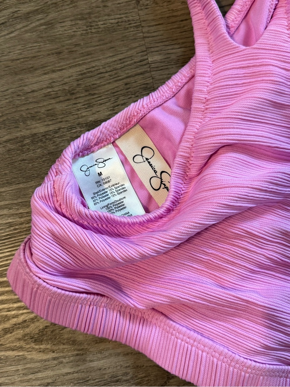 Jessica Simpson Pink Ribbed One-Shoulder Bikini Set - Picture 3 of 3